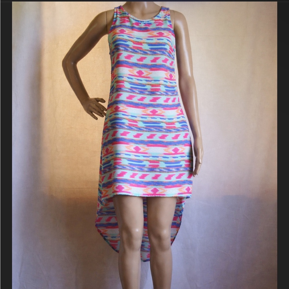 Lush Multicolored Patterned High Low Dress